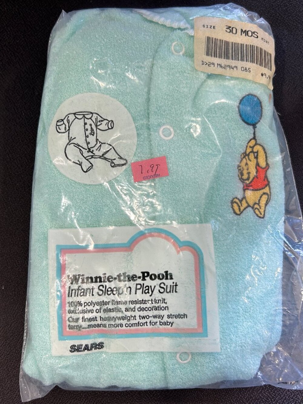 Vintage Sears Winnie-the-Pooh Infant Sleep'n Play Suit